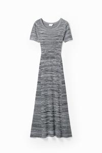 Lange geribde gemêleerde jurk - BLACK - XL