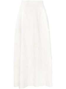 Elie Saab jupe mi-longue à broderies - Blanc