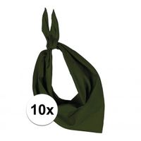 10 stuks olijf groen hals zakdoeken Bandana style   - - thumbnail