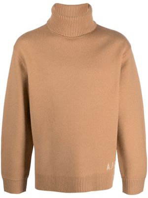 A.P.C. pull en laine à logo imprimé - Marron