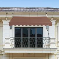200cm Oprolbaar Luifel met Zwengel in Hoogte Verstelbaar van 200-300cm Aluminium en UV-Bestendig Oxford Doek Terras Zonnescherm