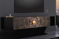 Hangend TV-lowboard GOLDEN SUNSET 160cm zwart goud mangohout handgemaakt - 44250