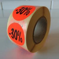 Etiket fluor rood 35mm 30% korting 500/r