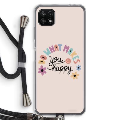 Happy days: Samsung Galaxy A22 5G Transparant Hoesje met koord