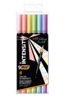 BIC Intensity Dual tip markeerstift 6 stuk(s) Borstelpunt Lichtblauw, Lichtgroen, Lichtroze, Perzik, Violet, Geel