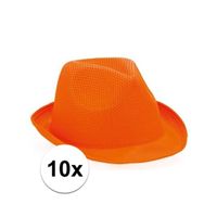 10x Trilby thema hoedjes oranje