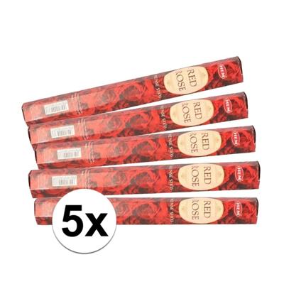 Hem Wierook stokjes - Red Rose - Rozen bloemen geur - 5x pakje met 20 stokjes - Yoga/meditatie