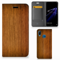 Huawei P20 Lite Book Wallet Case Donker Hout - thumbnail