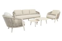 Perpignan Lounge set 3 zits met 2 lounge stoelen en set koffie tafels in latte
