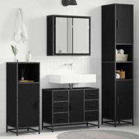 Badkamermeubelset met lade 4 pcs Zwart eiken 80 x 33 x 60 cm