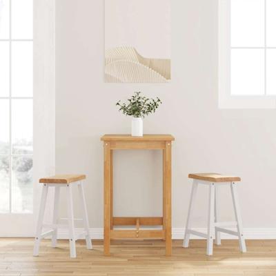 Barkrukken 2 stuks Wit Massief Hout Rubber