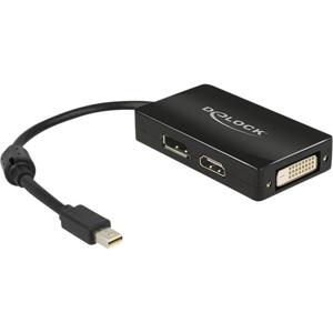 Delock 62623 DisplayPort / HDMI / DVI Adapter [1x Mini-DisplayPort stekker - 1x DisplayPort bus, HDMI-bus, DVI-bus 24+1-polig] Zwart Met Ferrietkern 16.00 cm