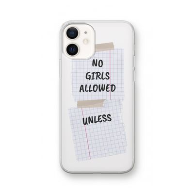 No Girls Allowed Unless: iPhone 12 Transparant Hoesje