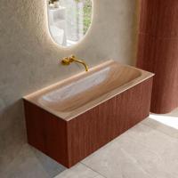 Badmeubel Mondiaz Kurve-Dlux | 100 cm | Meubelkleur Ruby | Wastafelkleur Saba | Solid surface | Wasbak midden spoelbak | Zonder kraangat(en)