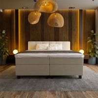 1-Persoons Boxspring Hotel Suite - Wide - Beige 90x210 cm - Pocketvering - Inclusief Topper - Dekbed-Discounter.nl