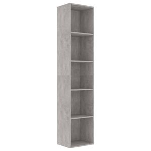 The Living Store Boekenkast - Betongrijs - 40 x 30 x 189 cm - 5 schappen