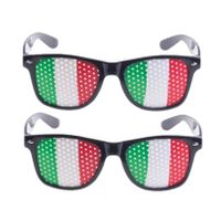 2x stuks zwarte Italie supporters vlag bril voor volwassenen - thumbnail