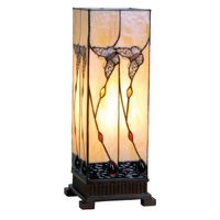 HAES DECO - Tiffany Tafellamp Beige, Bruin 18x18x45 cm Fitting E27 / Lamp max 1x40W