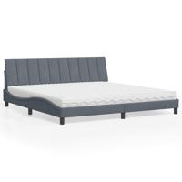 Bed met matras "Hanko" fluweel donkergrijs 200x200 cm
