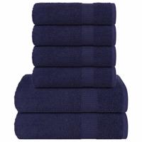 VidaXL 6-delige handdoekenset 360 g/m² 100% katoen marineblauw