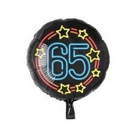 Folieballon 65 jaar Neon - 46 cm