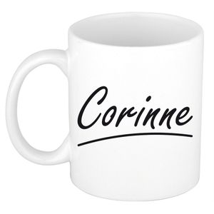 Naam cadeau mok / beker Corinne met sierlijke letters 300 ml   -