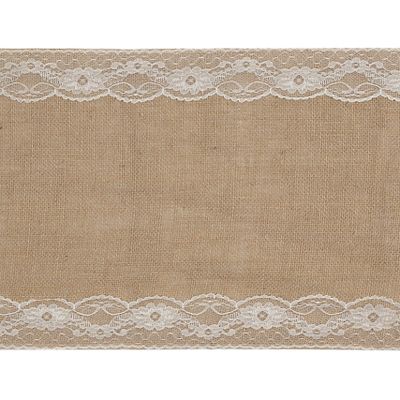 Santex Tafelloper op rol - jute/kant - 28 cm x 2 m