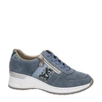 Rieker suède sneakers met slangenprint blauw - thumbnail
