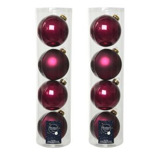 8x stuks glazen kerstballen framboos roze (magnolia) 10 cm mat/glans - Kerstbal