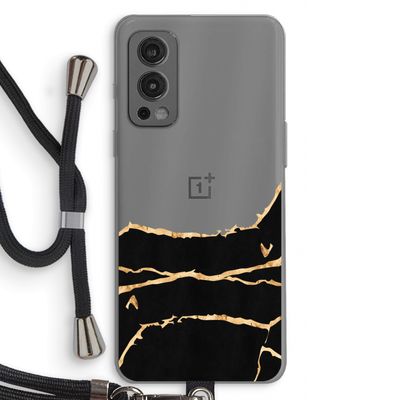Gouden marmer: OnePlus Nord 2 5G Transparant Hoesje met koord