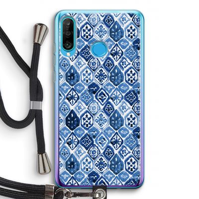 Blauw motief: Huawei P30 Lite Transparant Hoesje met koord
