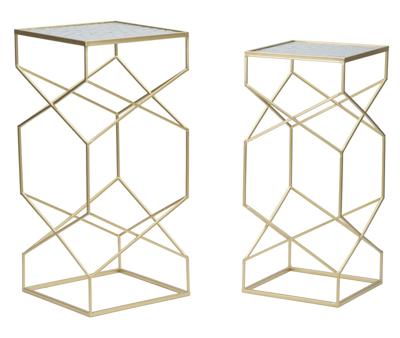 TAFEL GLASSY SET 2 STUKS CM 31,5X31,5X68-28X28X64