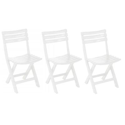 Klapstoel binnen/buiten - 3x - wit - 42 x 80 cm - kunststof - bijzetstoelen - opvouwbaar