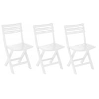 Klapstoel binnen/buiten - 3x - wit - 42 x 80 cm - kunststof - bijzetstoelen - opvouwbaar