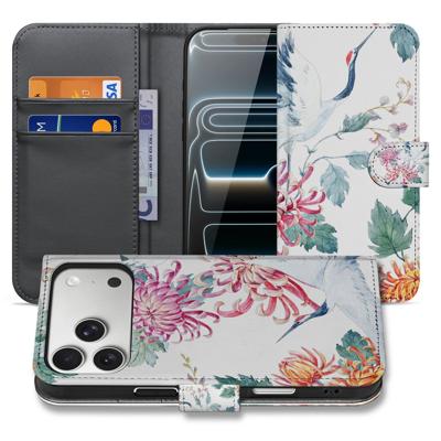 Apple iPhone 17 Pro | Bookcase | Hoesje Met Pasjes Bird Flowers Print