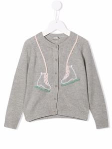 Il Gufo cardigan en laine vierge à détails brodés - Gris