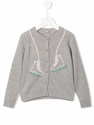 Il Gufo cardigan en laine vierge à détails brodés - Gris