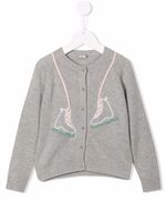 Il Gufo cardigan en laine vierge à détails brodés - Gris