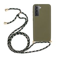 Lunso - Backcover hoes met koord - Samsung Galaxy S21 - Army Groen - thumbnail
