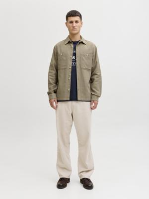 Jack - Jones Jprblurayle Linen Bl. Solid Ls Shirt Sn Overhemd 4969451 Mermaid Regular Fit