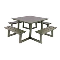 vierkante aluminium picknicktafel Dex 215 cm olijfgroen