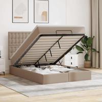 Ottoman bed met matras 140x200cm kunstleer cappuccinokleurig Ottoman bed met matras 140x200cm kunstleer cappuccinokleurig