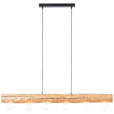 Brilliant Houten hanglampTrabo 6-lichts hout met zwart - 99433/35
