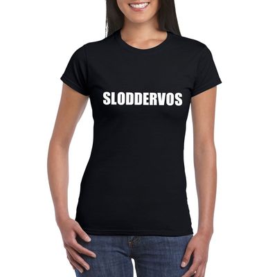 Sloddervos tekst t-shirt zwart dames Sloddervos tekst t-shirt zwart dames