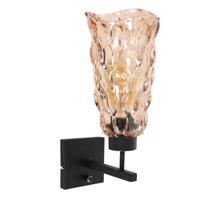Steinhauer WandlampStang zwart met amber glas - 3839ZW