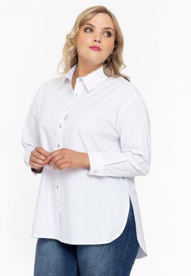 Yoek Blouse met knopen POPLIN STRETCH | Wit | Maat 38/40