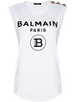 Balmain top à logo imprimé - Blanc