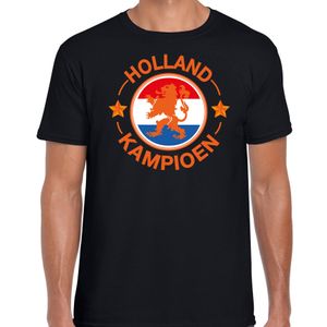 Zwart t-shirt Holland / Nederland supporter Holland kampioen met leeuw EK/ WK voor heren