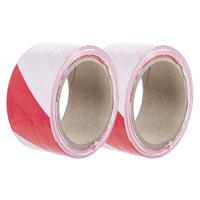 Markeringstape - wit en rood - 2x rol - 50mm x 1m - binnen/buiten