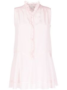 SHIATZY CHEN blouse sans manches en soie à volants - Rose